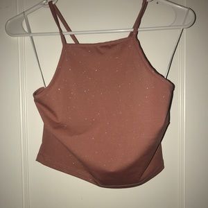 Glitter pink crossback crop top